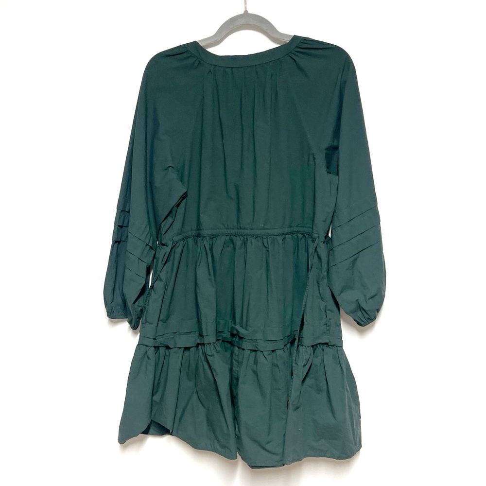 Madewell Crinkle Poplin Wrap Mini Dress in Dark Green Palm Sz M - Picture 5 of 7